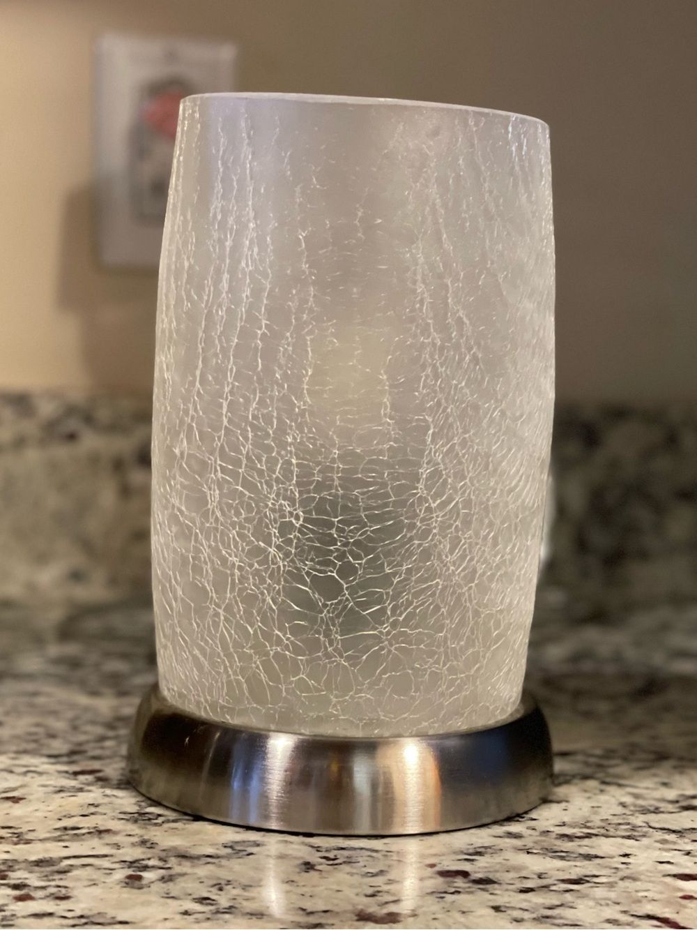 Modern Frosted Accent Table Lamp with Crackled Glass Shade & Brushed Nickel - Picture 4 of 16